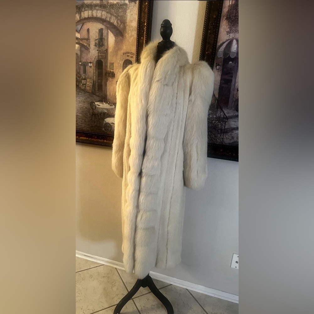 Rare Bloomingdale’s Mink & Fox Fur Full-Length Coat Luxury Ivory Opera Coat 46” - Picture 4 of 13